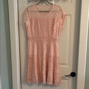 NY Collection Blush Lace Midi Dress